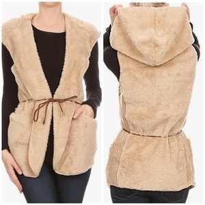 Love Tree Soft Faux Fur Hooded Sweater Vest